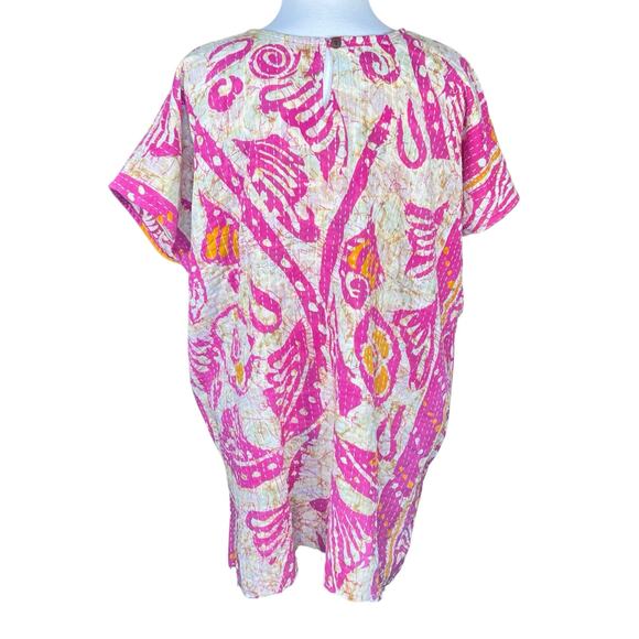 Kantha Reversible Lightweight Cotton Boho Handstiched Top NWOT - Picture 3 of 11